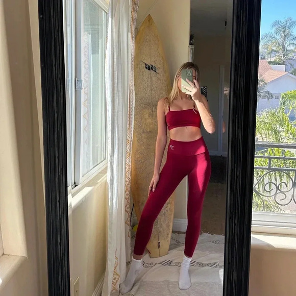 Gymshark red yoga pants XS 2 4 workout tights LIKE NEW - Picture 1 of 3